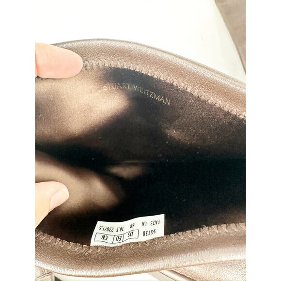 Stuart Weitzman Brown Leather Lowland Low Over The Knee Boots Size 6B - Picture 5 of 6